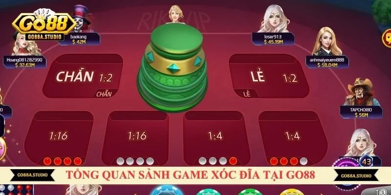 Tổng quan sảnh game xóc đĩa mới lạ tại GO88