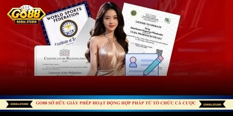 Go88 sở hữu giấy phép hoạt động hợp pháp từ tổ chức cá cược